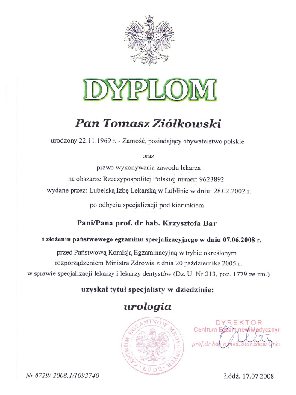 Dyplom Ziółkowski Tomasz